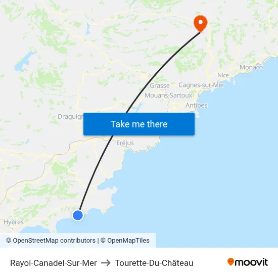 Rayol-Canadel-Sur-Mer to Tourette-Du-Château map