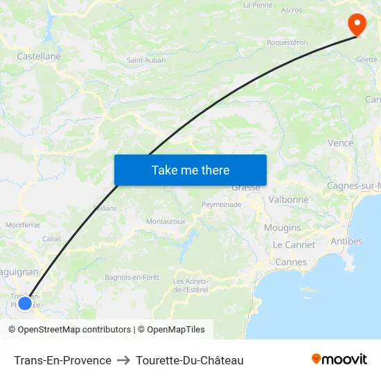 Trans-En-Provence to Tourette-Du-Château map