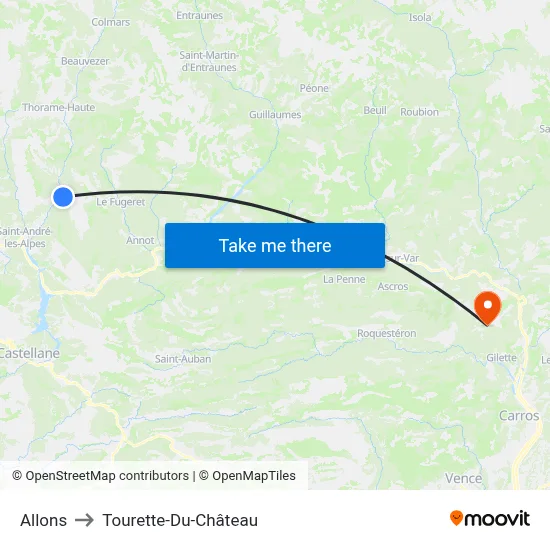 Allons to Tourette-Du-Château map