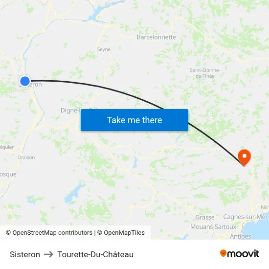 Sisteron to Tourette-Du-Château map