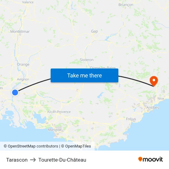Tarascon to Tourette-Du-Château map