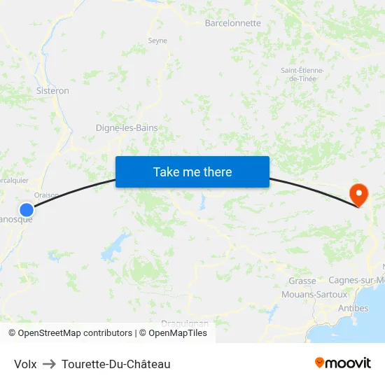 Volx to Tourette-Du-Château map
