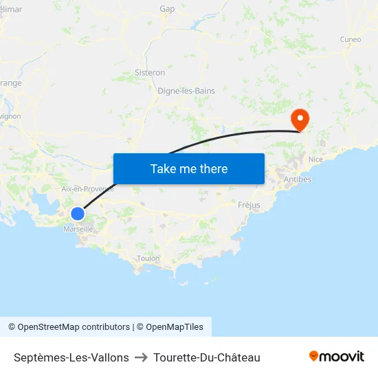 Septèmes-Les-Vallons to Tourette-Du-Château map