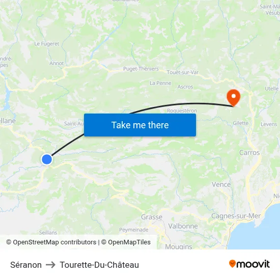 Séranon to Tourette-Du-Château map