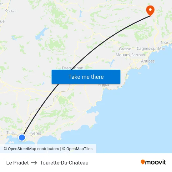 Le Pradet to Tourette-Du-Château map