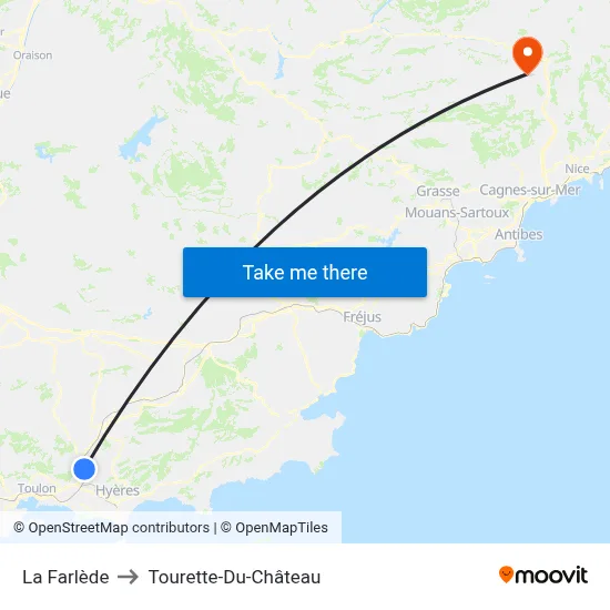 La Farlède to Tourette-Du-Château map