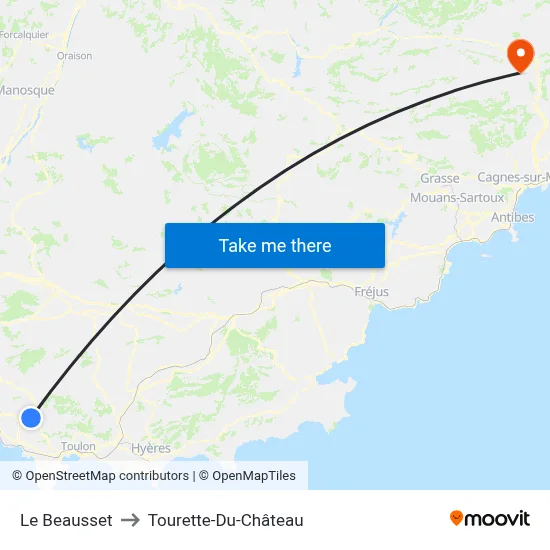 Le Beausset to Tourette-Du-Château map