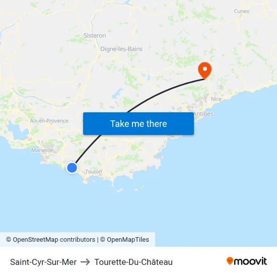 Saint-Cyr-Sur-Mer to Tourette-Du-Château map