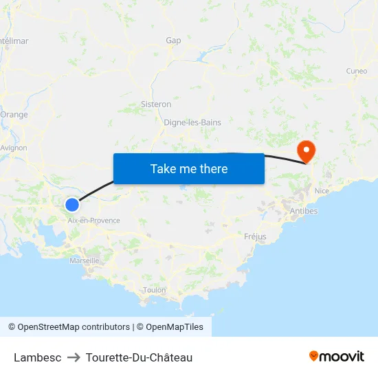 Lambesc to Tourette-Du-Château map