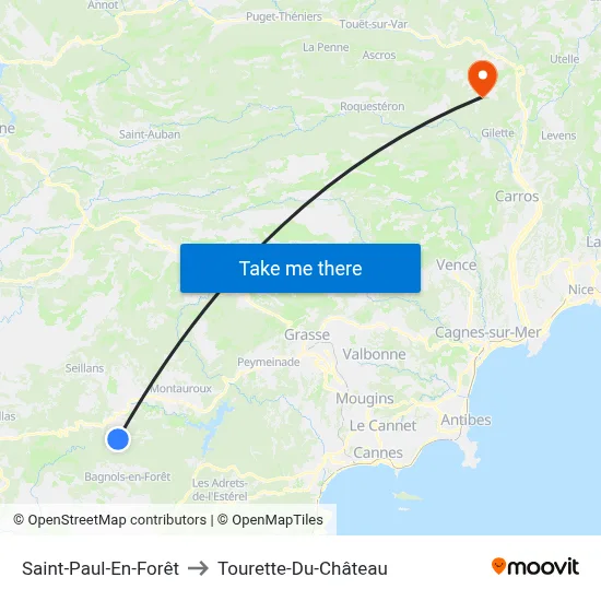 Saint-Paul-En-Forêt to Tourette-Du-Château map
