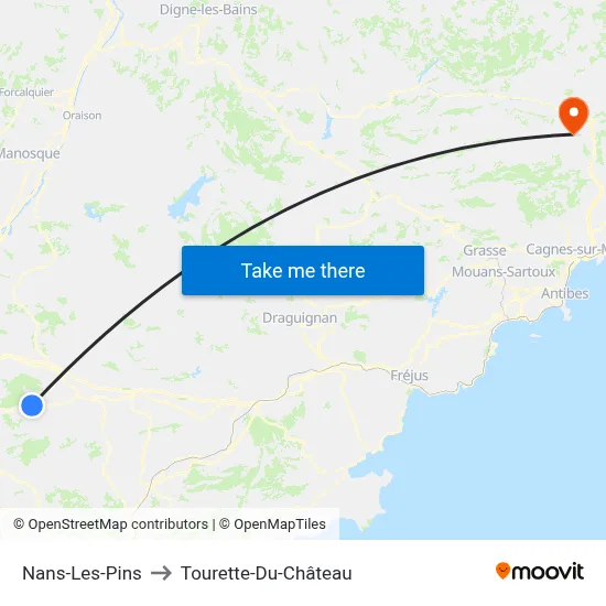Nans-Les-Pins to Tourette-Du-Château map