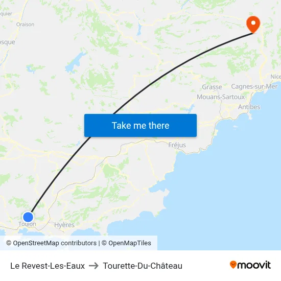 Le Revest-Les-Eaux to Tourette-Du-Château map