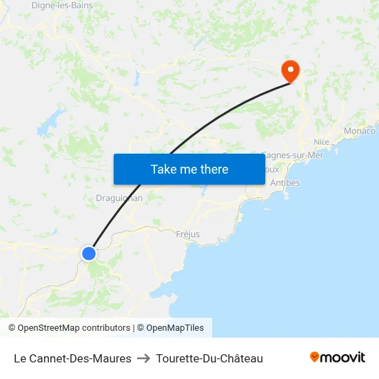 Le Cannet-Des-Maures to Tourette-Du-Château map