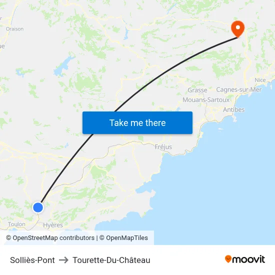 Solliès-Pont to Tourette-Du-Château map