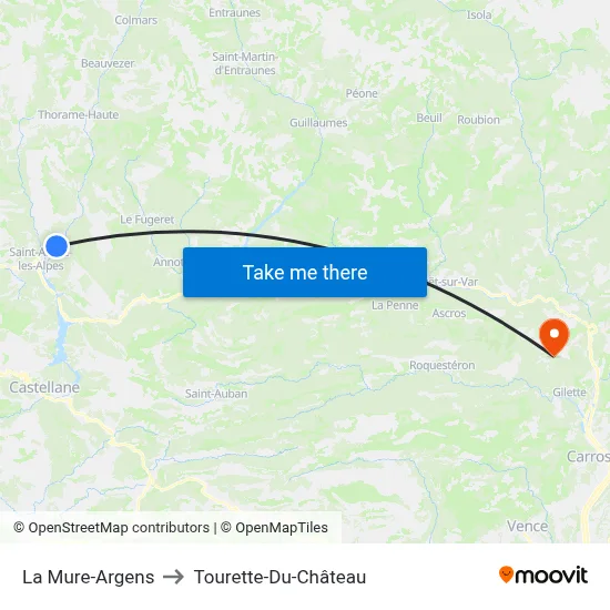 La Mure-Argens to Tourette-Du-Château map