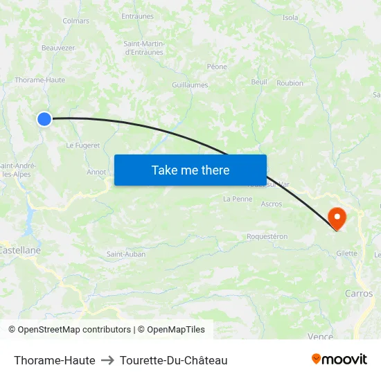 Thorame-Haute to Tourette-Du-Château map