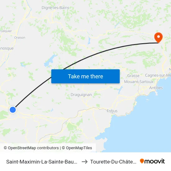 Saint-Maximin-La-Sainte-Baume to Tourette-Du-Château map
