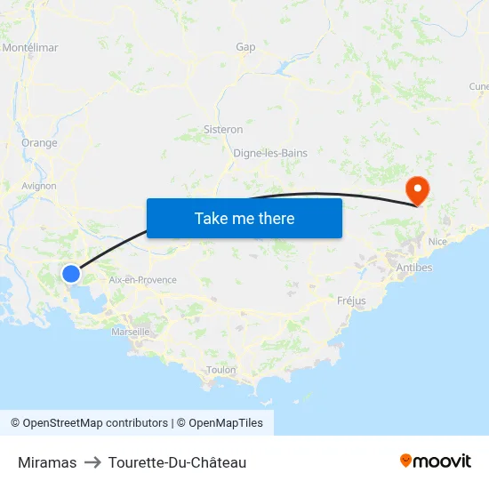Miramas to Tourette-Du-Château map