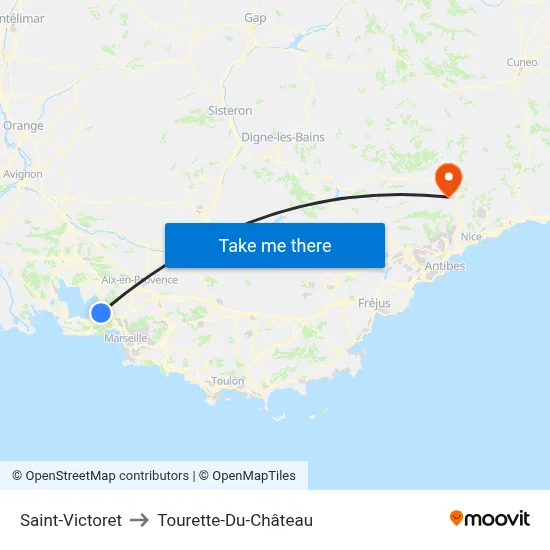 Saint-Victoret to Tourette-Du-Château map