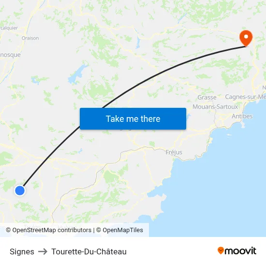 Signes to Tourette-Du-Château map