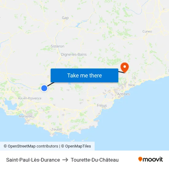 Saint-Paul-Lès-Durance to Tourette-Du-Château map
