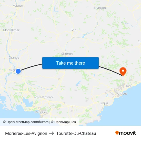Morières-Lès-Avignon to Tourette-Du-Château map