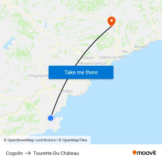 Cogolin to Tourette-Du-Château map