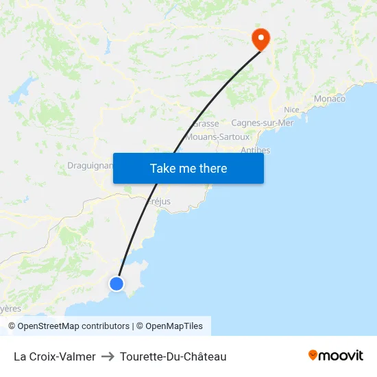 La Croix-Valmer to Tourette-Du-Château map