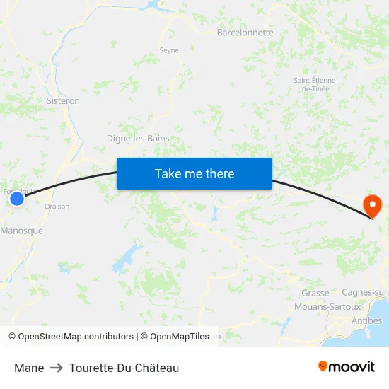 Mane to Tourette-Du-Château map