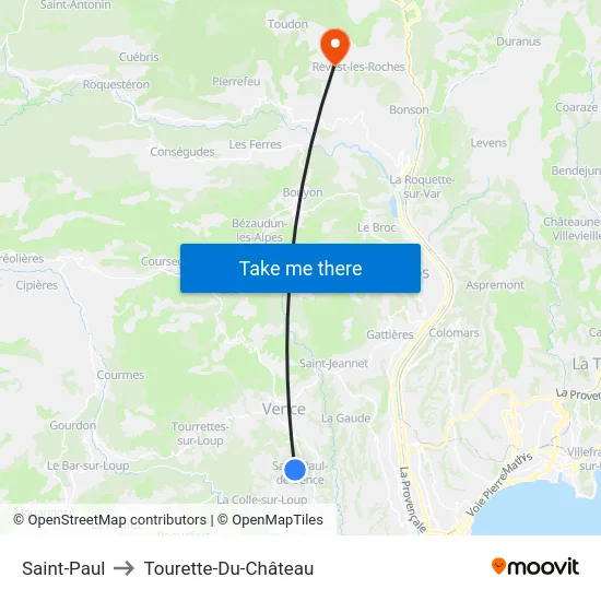 Saint-Paul to Tourette-Du-Château map