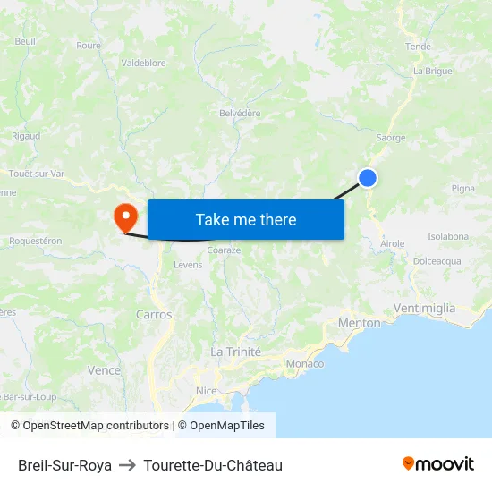 Breil-Sur-Roya to Tourette-Du-Château map