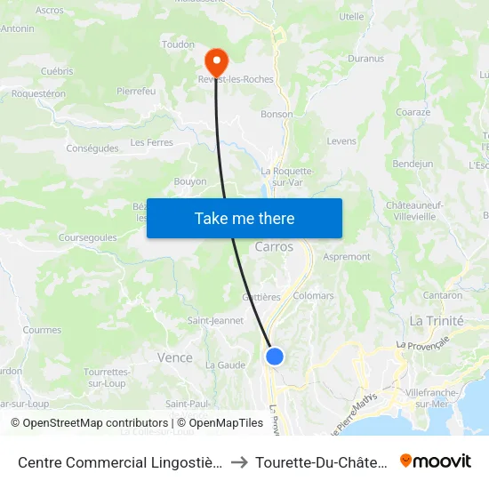 Centre Commercial Lingostière to Tourette-Du-Château map