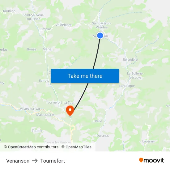 Venanson to Tournefort map