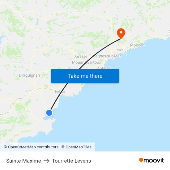 Sainte-Maxime to Tourrette-Levens map