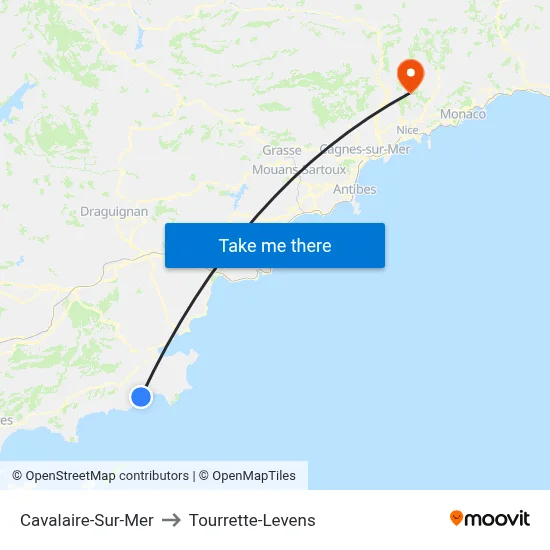 Cavalaire-Sur-Mer to Tourrette-Levens map