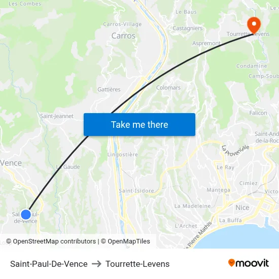 Saint-Paul-De-Vence to Tourrette-Levens map