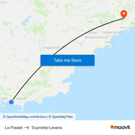 Le Pradet to Tourrette-Levens map