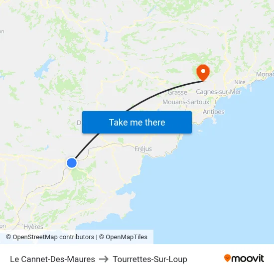 Le Cannet-Des-Maures to Tourrettes-Sur-Loup map