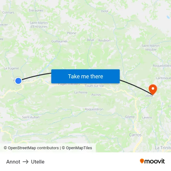 Annot to Utelle map