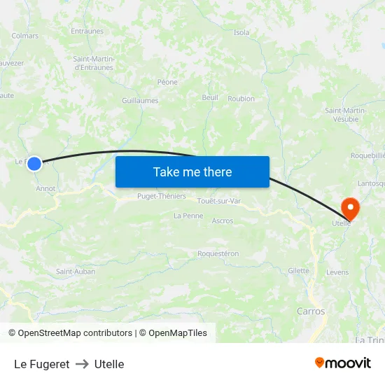 Le Fugeret to Utelle map