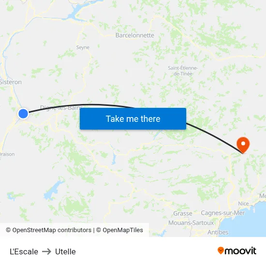 L'Escale to Utelle map