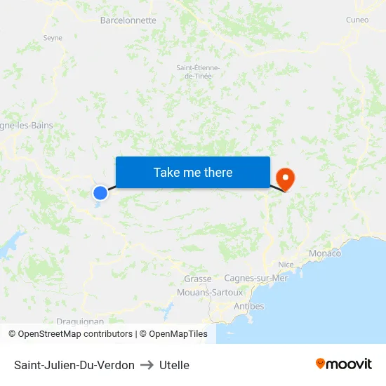 Saint-Julien-Du-Verdon to Utelle map