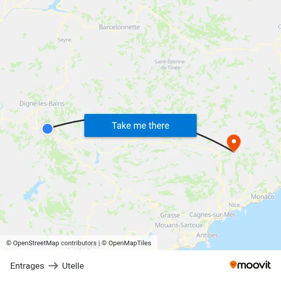 Entrages to Utelle map