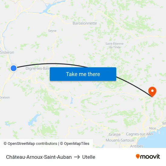 Château-Arnoux-Saint-Auban to Utelle map