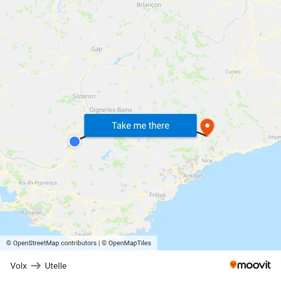 Volx to Utelle map