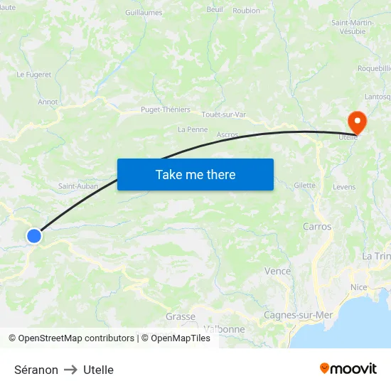 Séranon to Utelle map