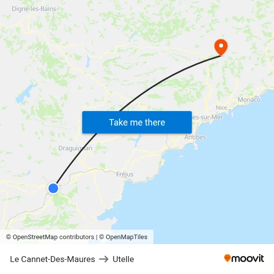 Le Cannet-Des-Maures to Utelle map