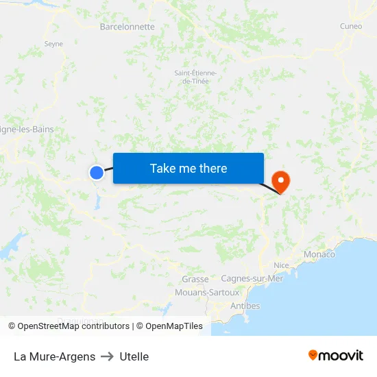 La Mure-Argens to Utelle map