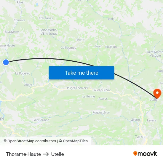 Thorame-Haute to Utelle map