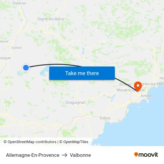 Allemagne-En-Provence to Valbonne map